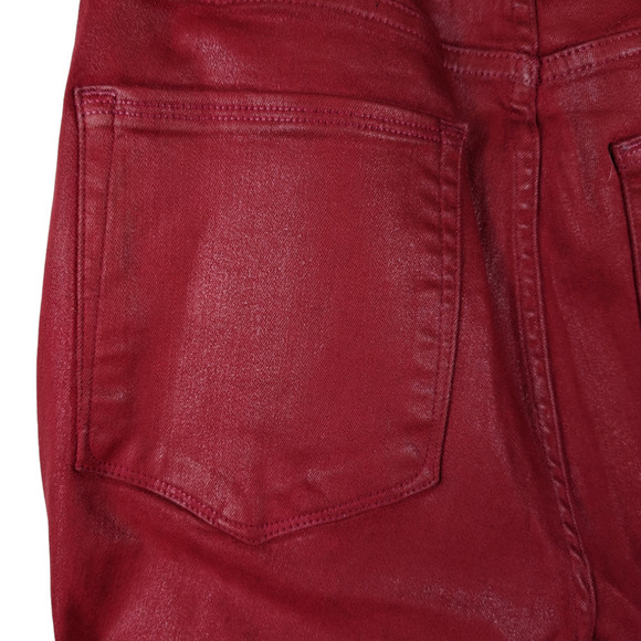 Good American Womens Jeans 6 28 Red Good Waist Crop Shimmer Cut Off Cuff Pants - Picture 10 of 13